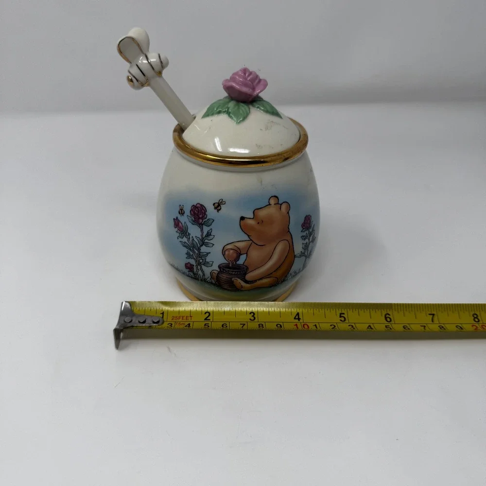 Lenox Disney Classic Pooh Honey Pot Fine Ivory China with Bee Dipper Gold Trim - Picture 4 of 13